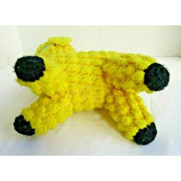 Baby Lamb Vintage Handmade Crochet Yellow Sheep Stuffed Animal Plush Toy - Picture 7 of 7